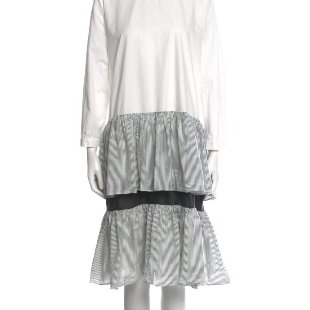 Marlow White and Gray Long Sleeve Dress